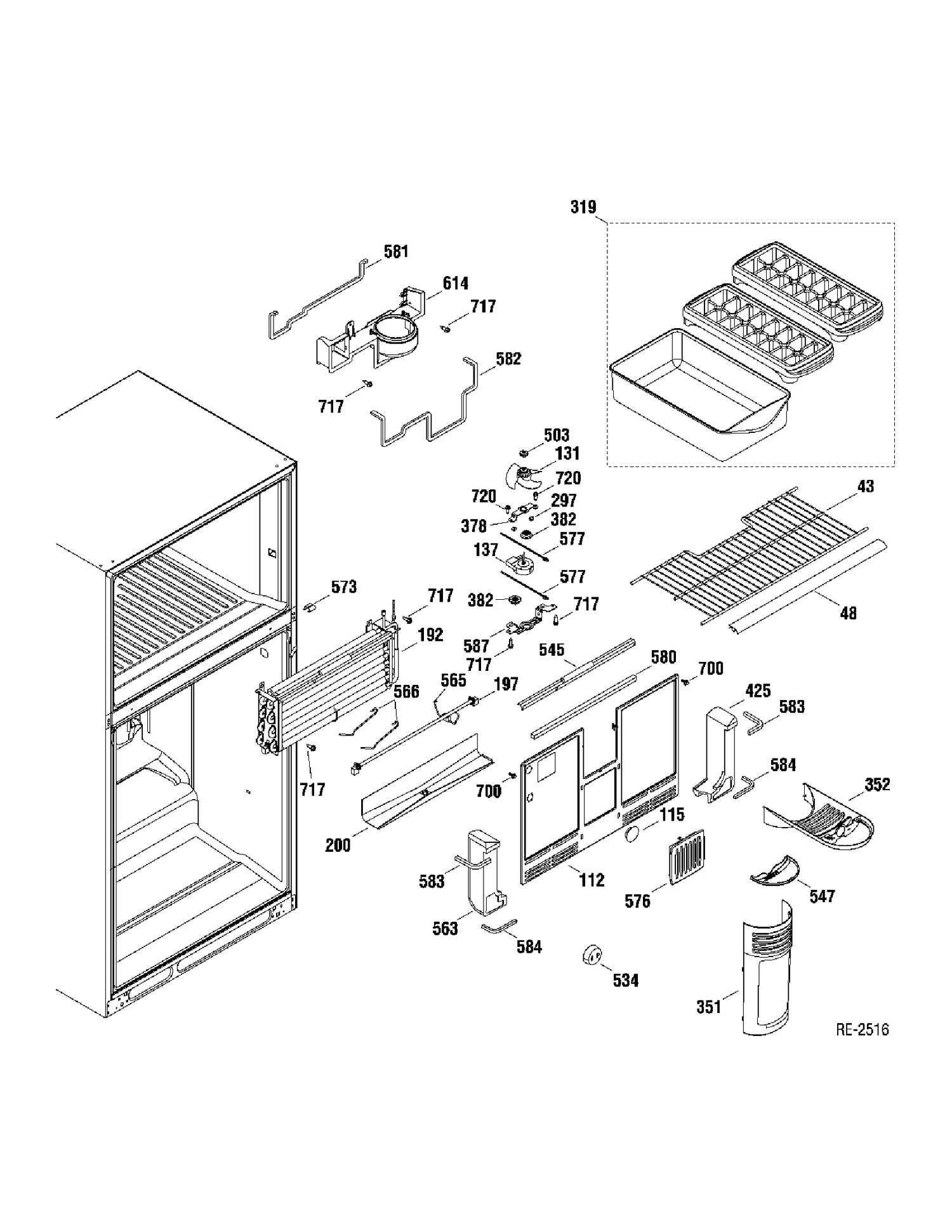 FZ SECTION Diagram and Parts List for GTR22HBTARWW  General Electric Refrigerator