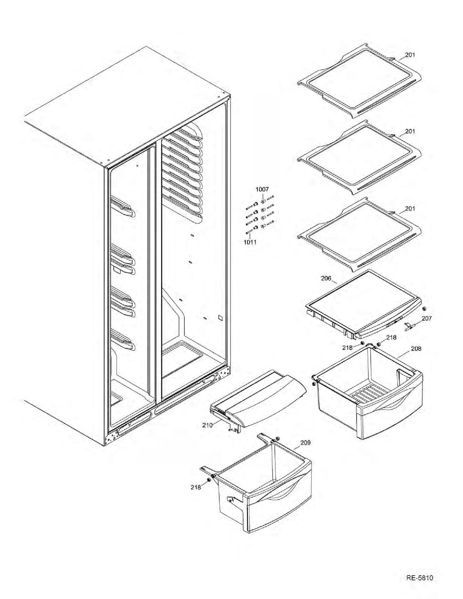 FF SHELVES Diagram and Parts List for GSRS5KLZDFSS  General Electric Refrigerator