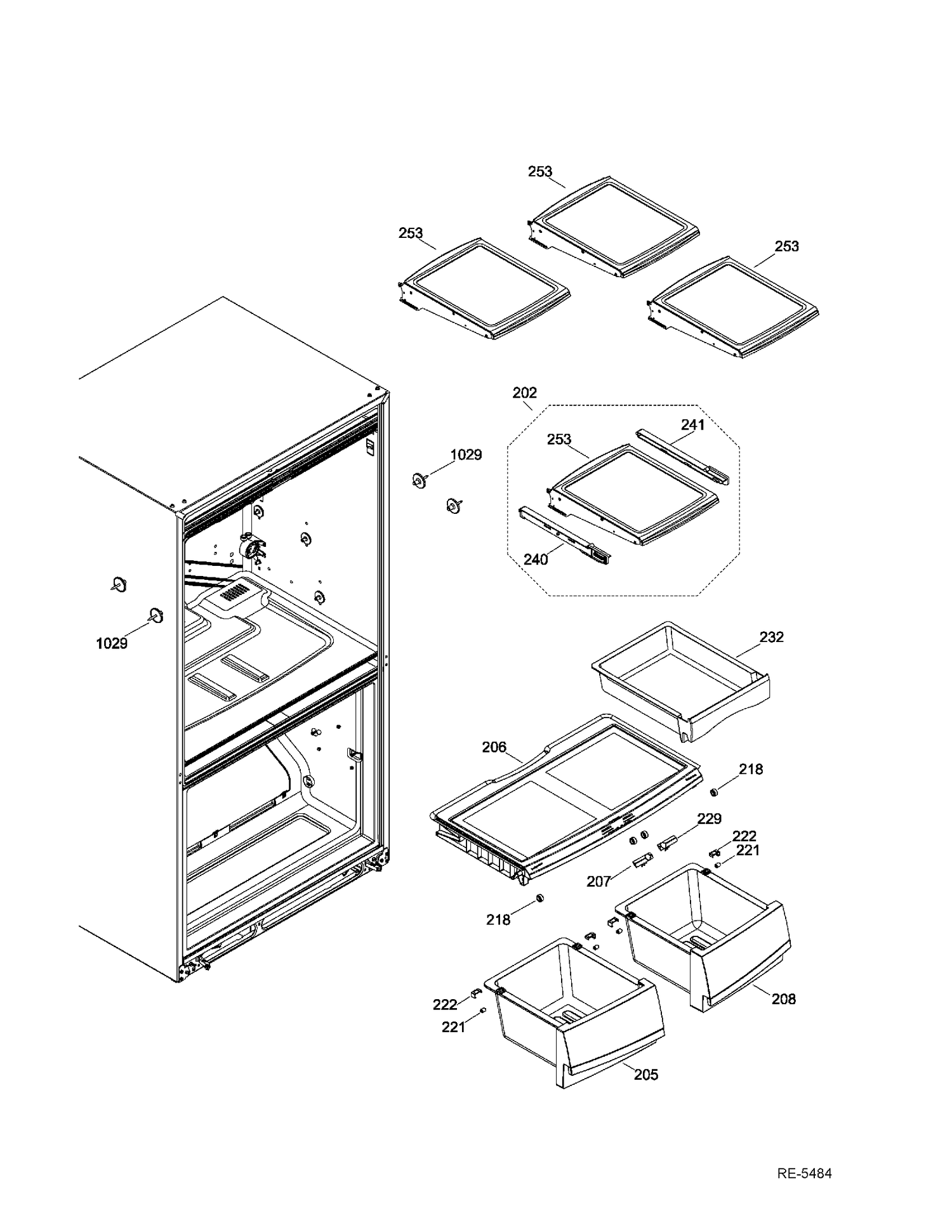 FF SHELVES Diagram and Parts List for CNR22SSEAFES  General Electric Refrigerator