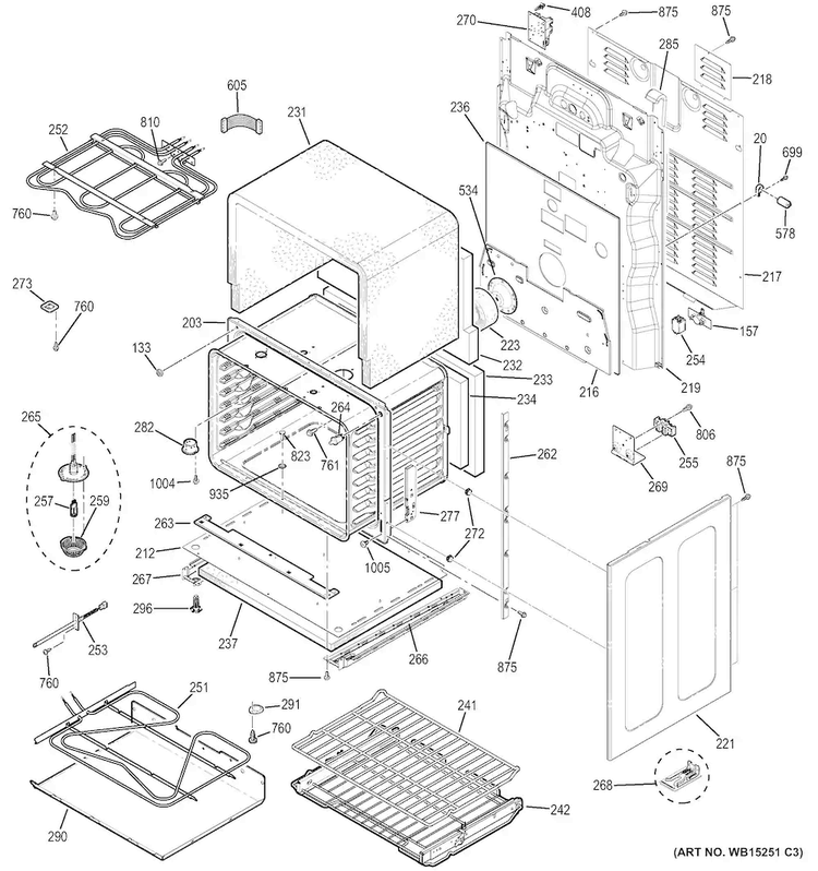Lower Oven Diagram and Parts List for PB950SF2SS  General Electric Range