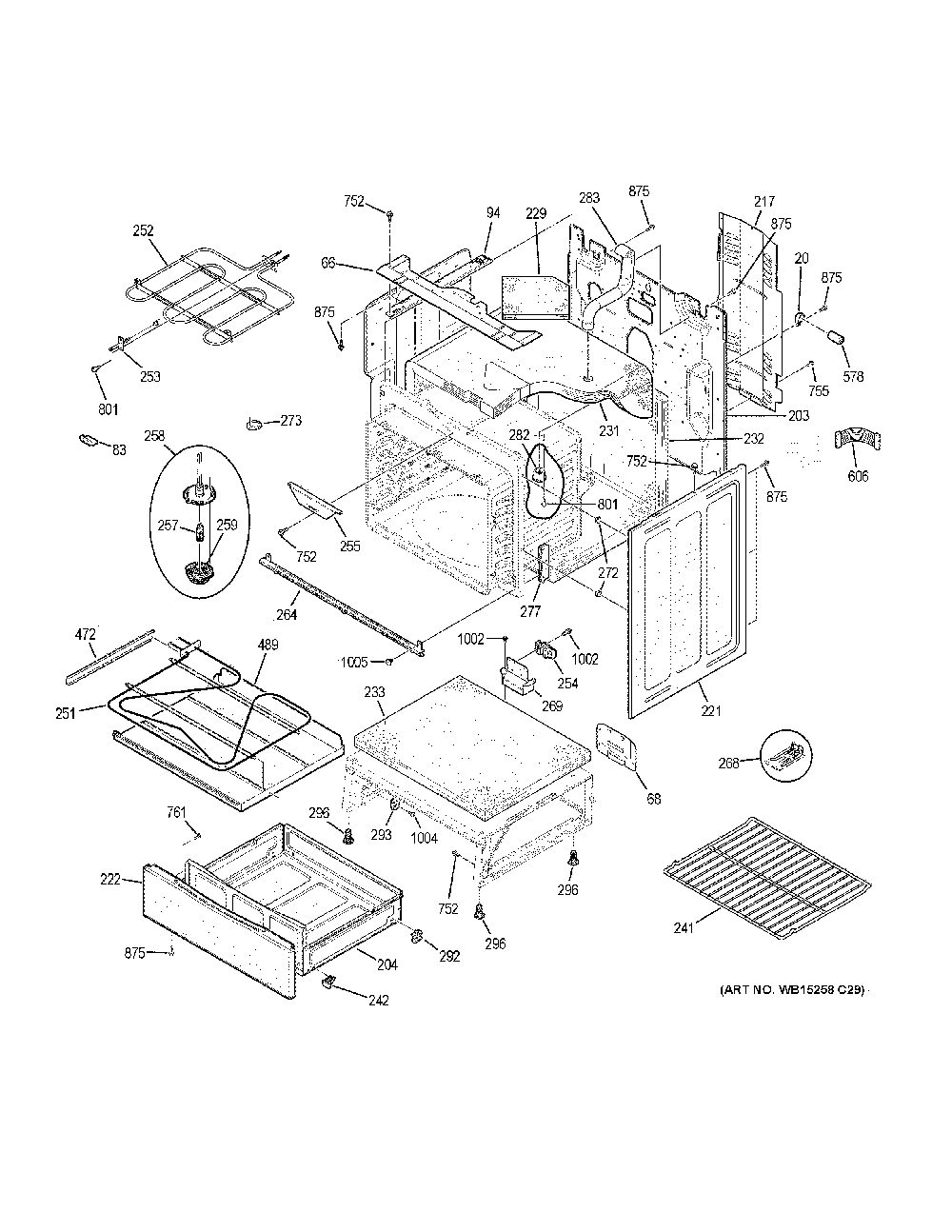Body parts Diagram and Parts List for JB750DJ7BB  General Electric Range
