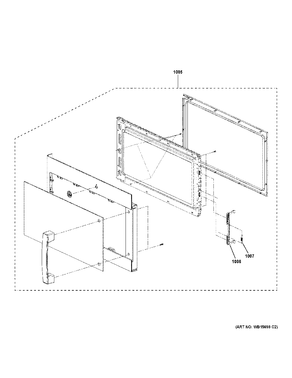 Door Parts Diagram and Parts List for PVM9179FR1DS  General Electric Microwave