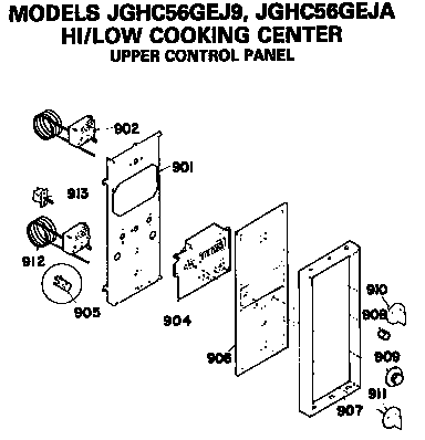 Upper Control Panel Diagram and Parts List for JGHC56GEJ9  General Electric Range
