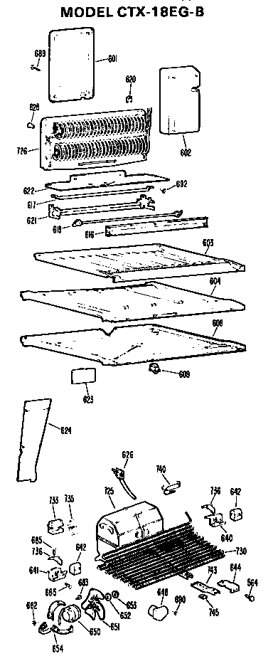 Unit Parts Diagram and Parts List for CTX18EGB  Hotpoint Refrigerator