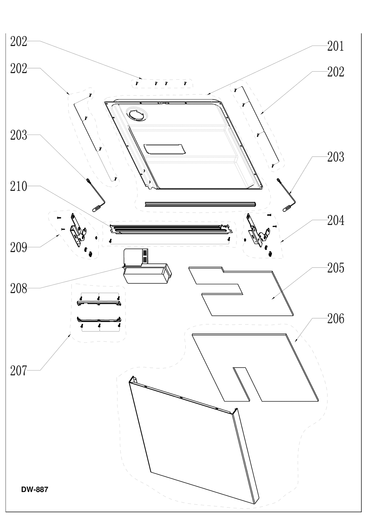DOOR ASM Diagram and Parts List for GDF620SSF0SS  General Electric Dishwasher