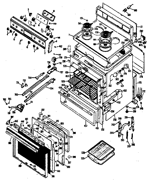 Electric Range Diagram and Parts List for JBP26G0J4  General Electric Range