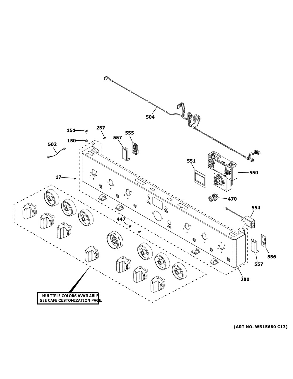 Control Panel Diagram and Parts List for C2Y366P5T1G2  General Electric Range