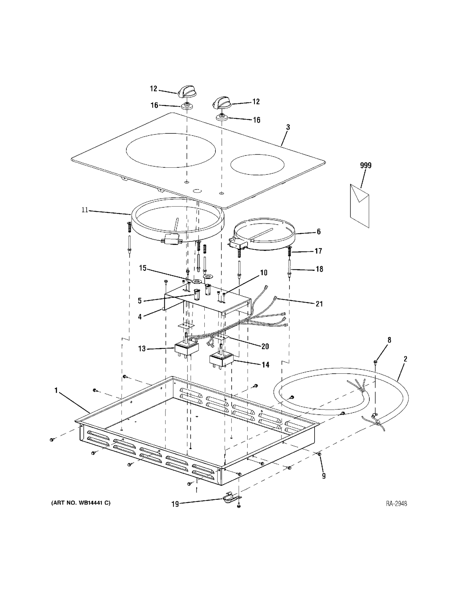 COOKTOP Diagram and Parts List for ZDP486NRP7SS  General Electric Range