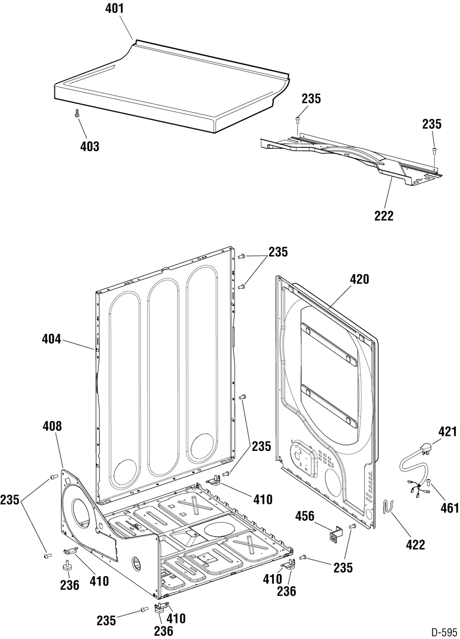 CABINET Diagram and Parts List for UPSE810GH7WT  General Electric Dryer