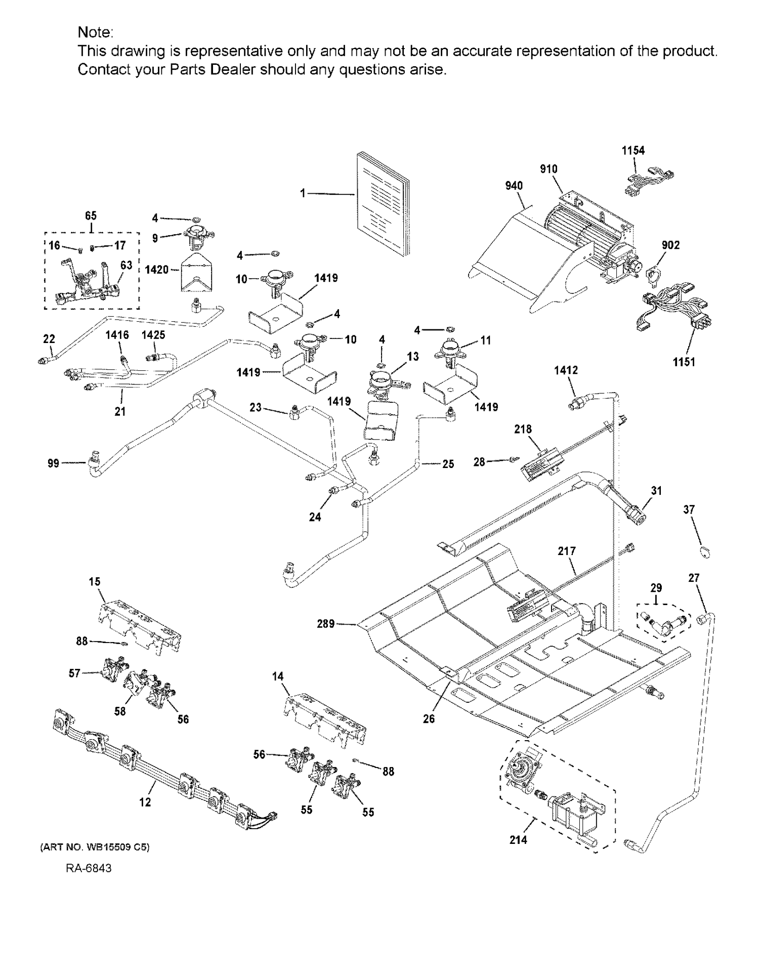 GAS & BURNER PARTS Diagram and Parts List for CCGS986EEL1DS  General Electric Range