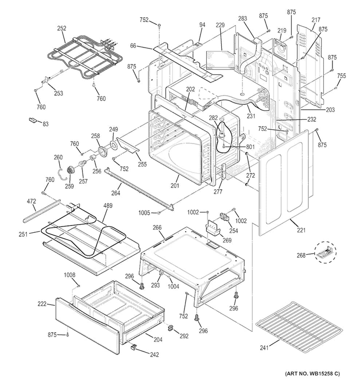 Body Parts Diagram and Parts List for JB650DF2BB  General Electric Range