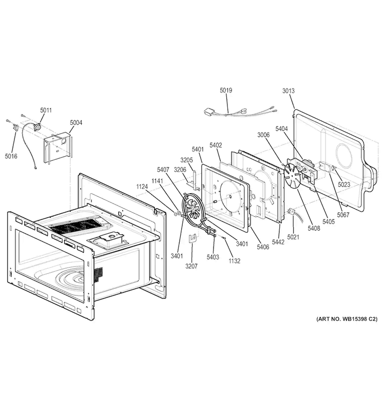 Interior Parts Diagram and Parts List for CT9800SH2SS  General Electric Microwave Oven Combo