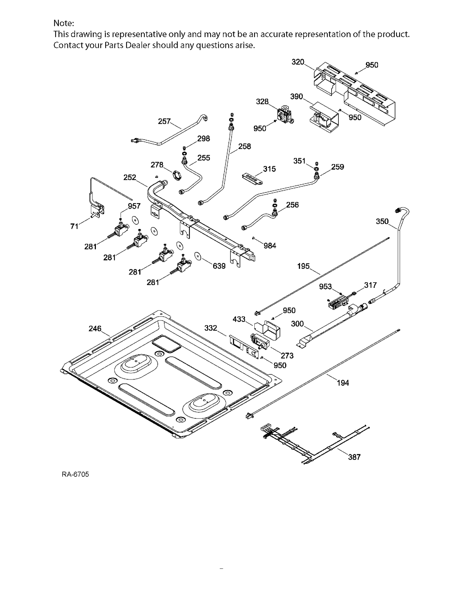 GAS SYSTEM & MANIFOLD PIPE Diagram and Parts List for JGAS730EL5WW  General Electric Range