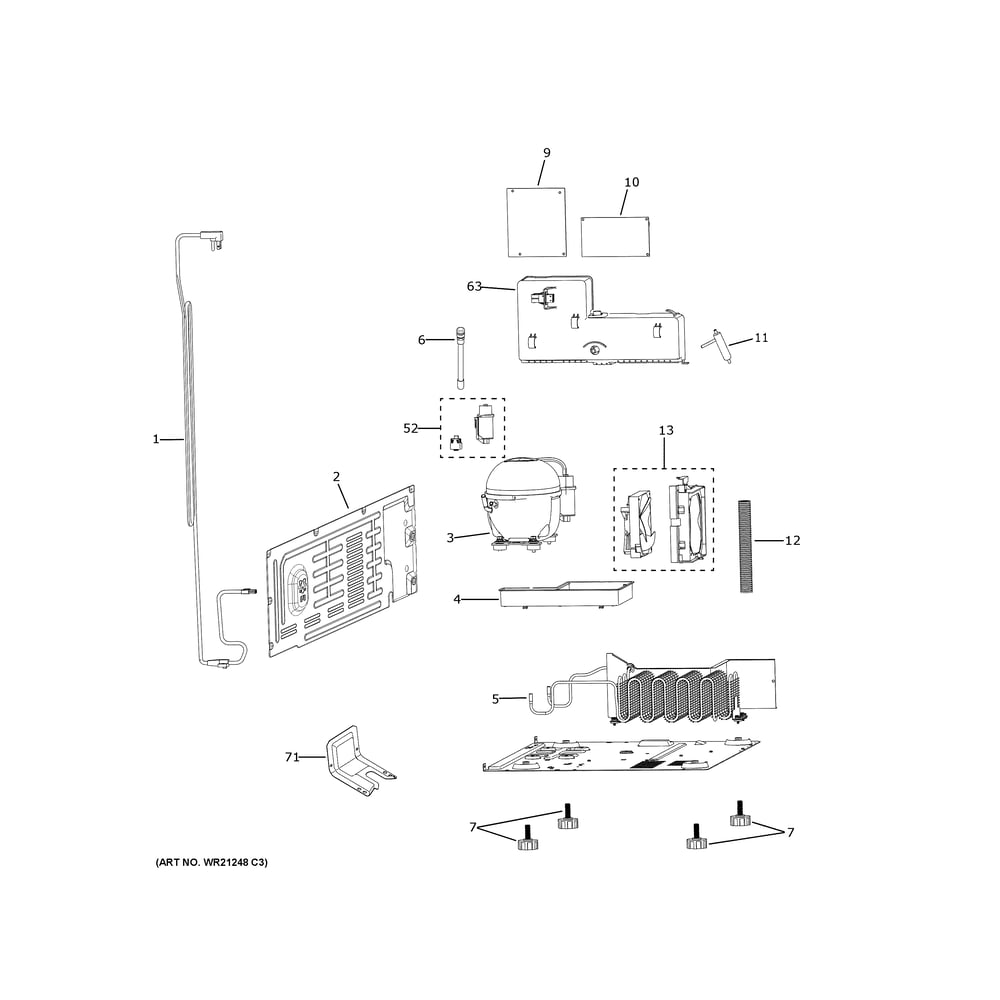Machine Compartment Diagram and Parts List for CCP06BP4PEW2  General Electric Wine and Beverage Cooler