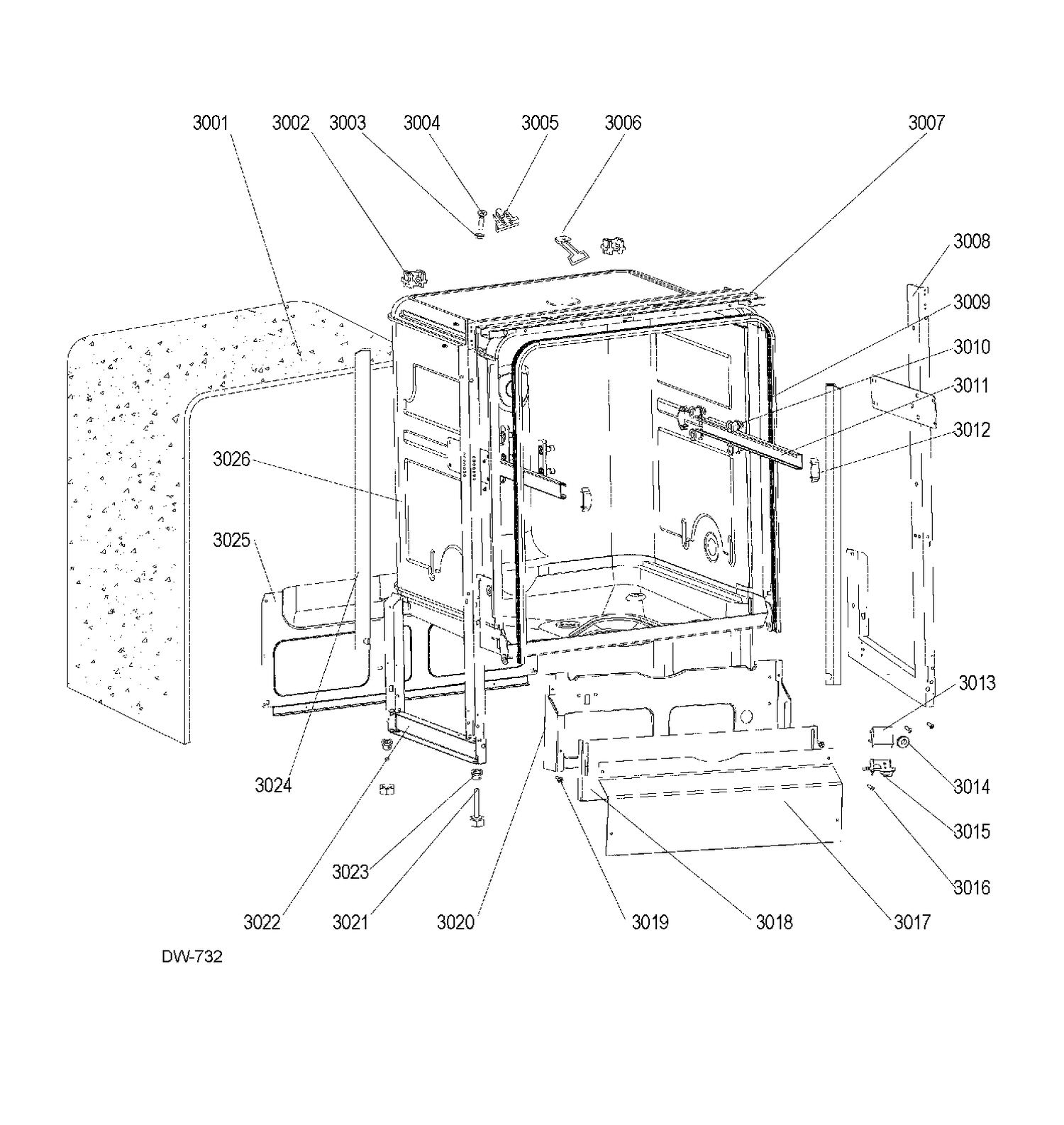 BODY PARTS Diagram and Parts List for GSM1800V00BB  General Electric Dishwasher