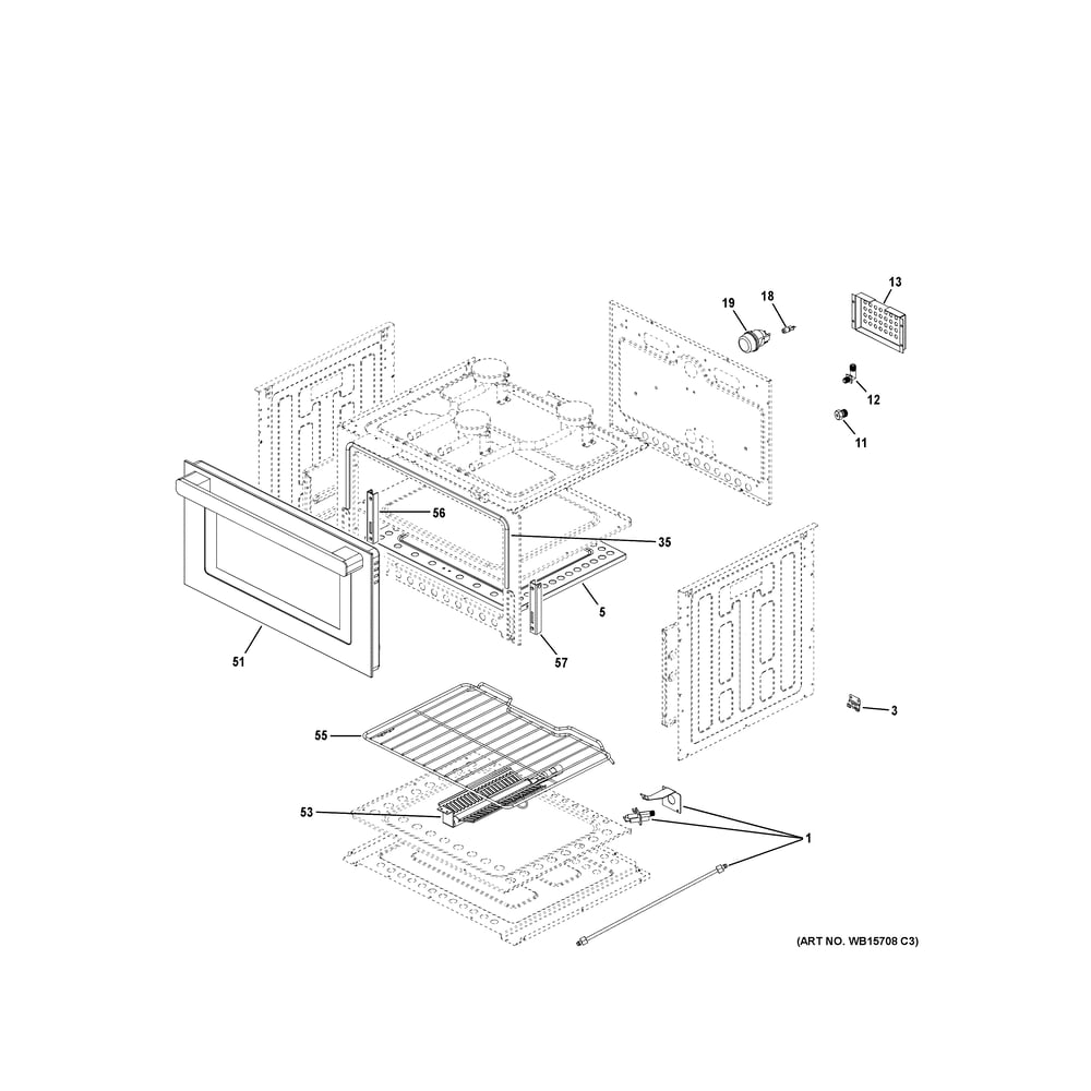 Body Parts Diagram and Parts List for PLD617DW2BB  General Electric Range