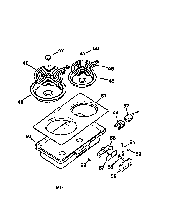 911.42047 Accessory Module Diagram and Parts List for 42047  General Electric Range