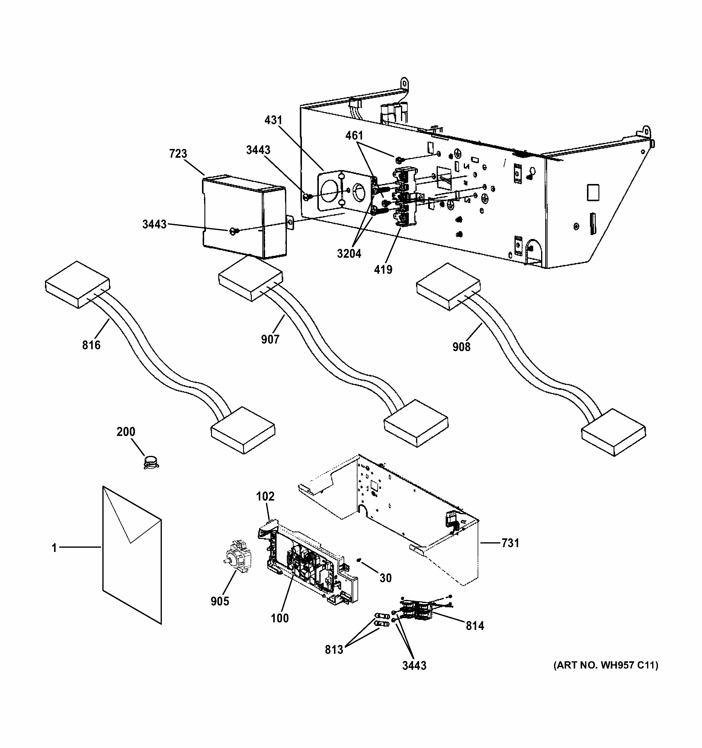 Controls Diagram and Parts List for 36361532412  Kenmore Washer Dryer Combo