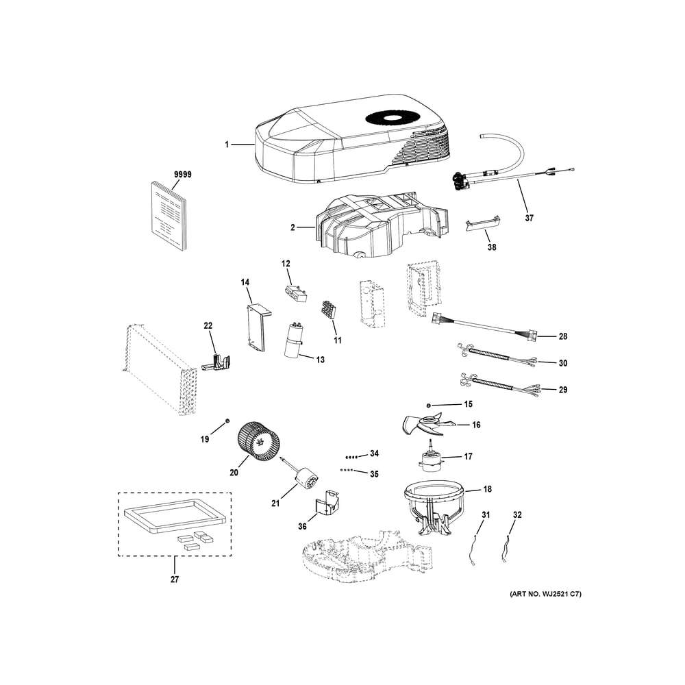 Room Air Conditioner Diagram and Parts List for PLHS13EHHWH1  General Electric Air Conditioner