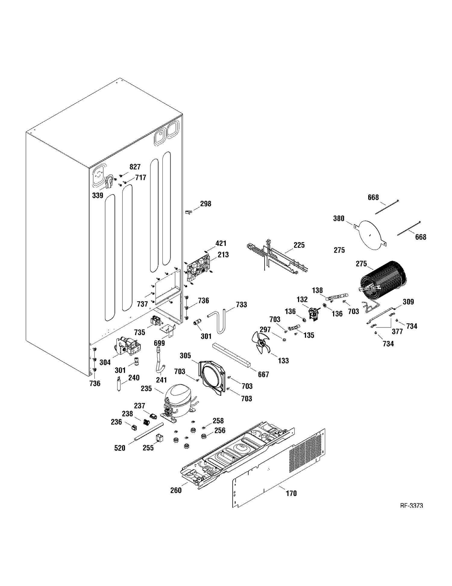 SYSTEM PARTS Diagram and Parts List for PSHS6VGXADSS  General Electric Refrigerator