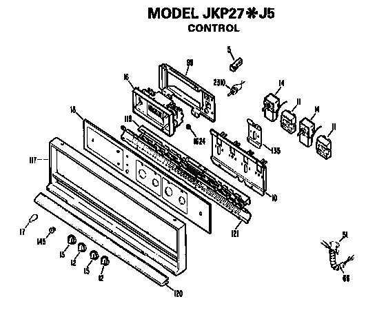 Control Diagram and Parts List for JKP27J5  General Electric Wall Oven