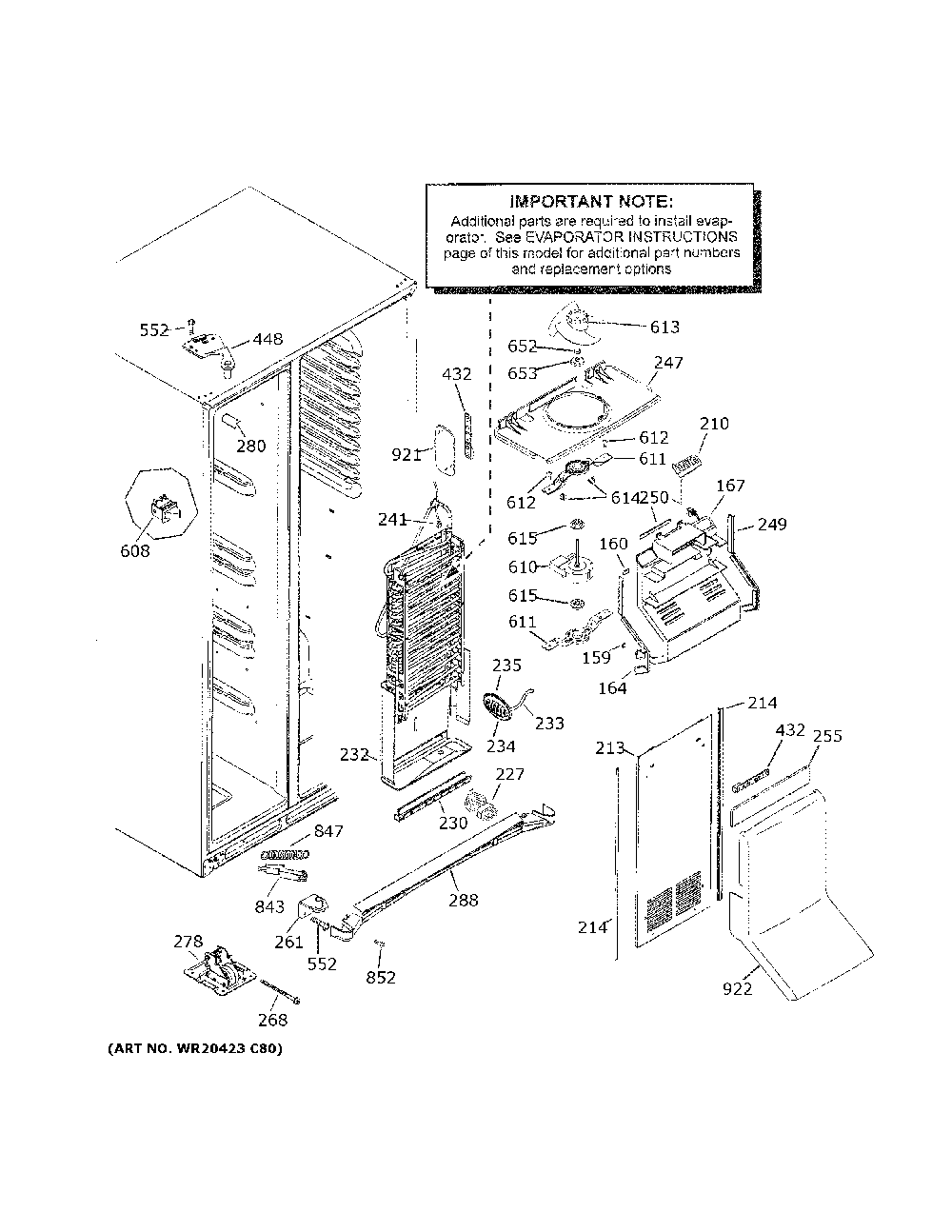 Freezer section Diagram and Parts List for GZS22IENRHDS  General Electric Refrigerator