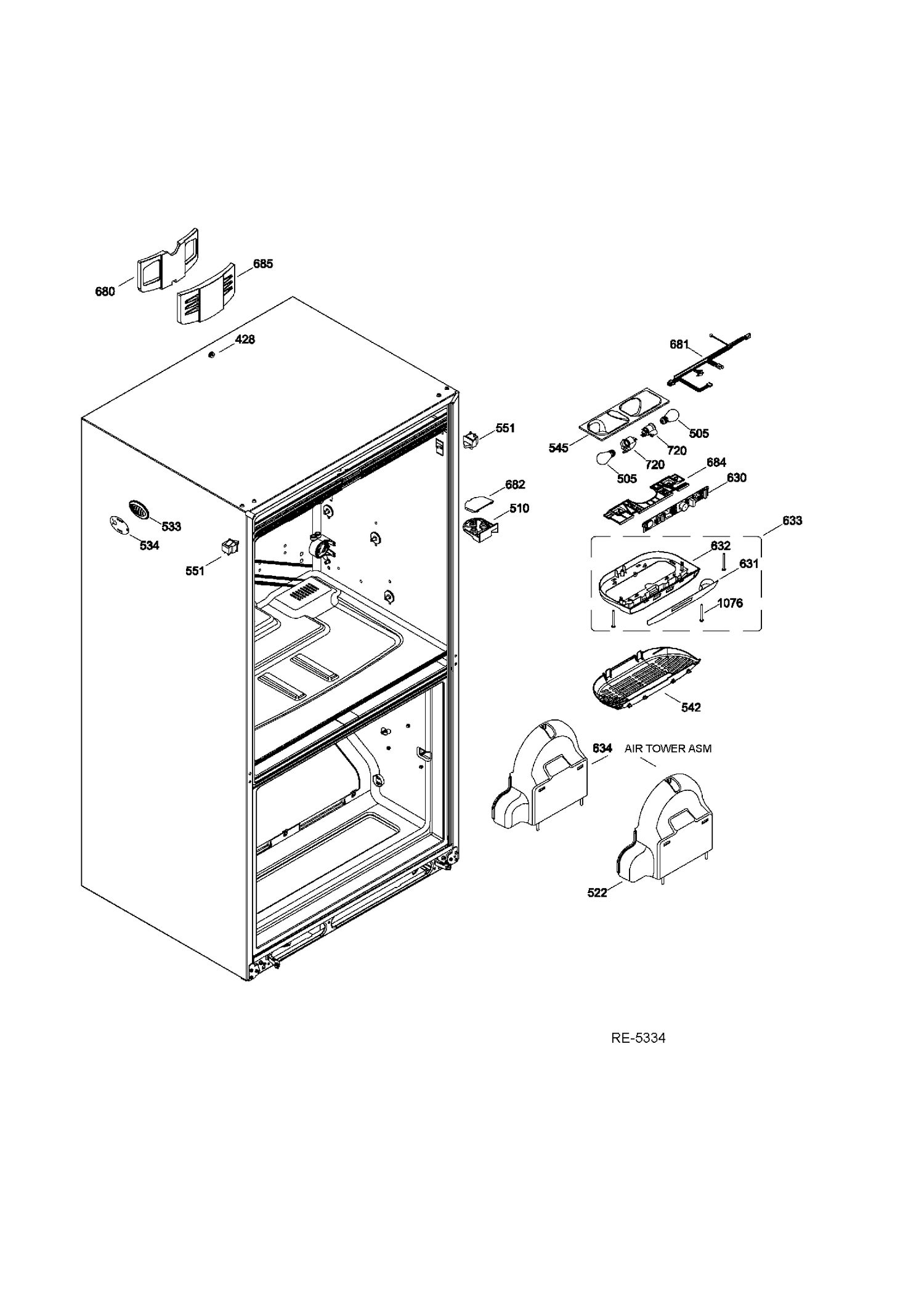 FF FUNCTIONAL PARTS Diagram and Parts List for PFRS5NBXBSS  General Electric Refrigerator