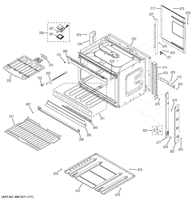 Body Parts Diagram and Parts List for JCK3000DF3BB  General Electric Wall Oven