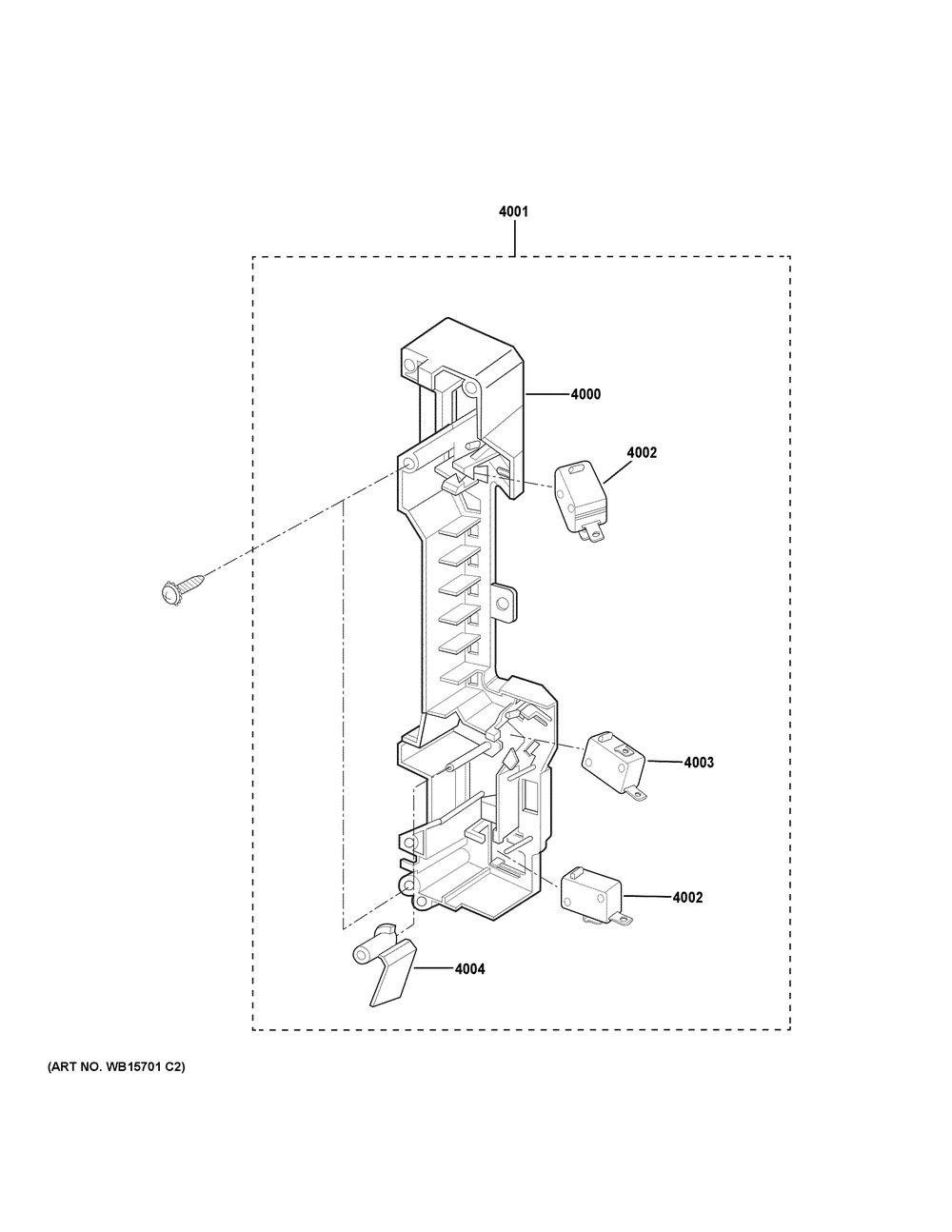 Latch Board Parts Diagram and Parts List for CVM517P3R2D1  General Electric Microwave