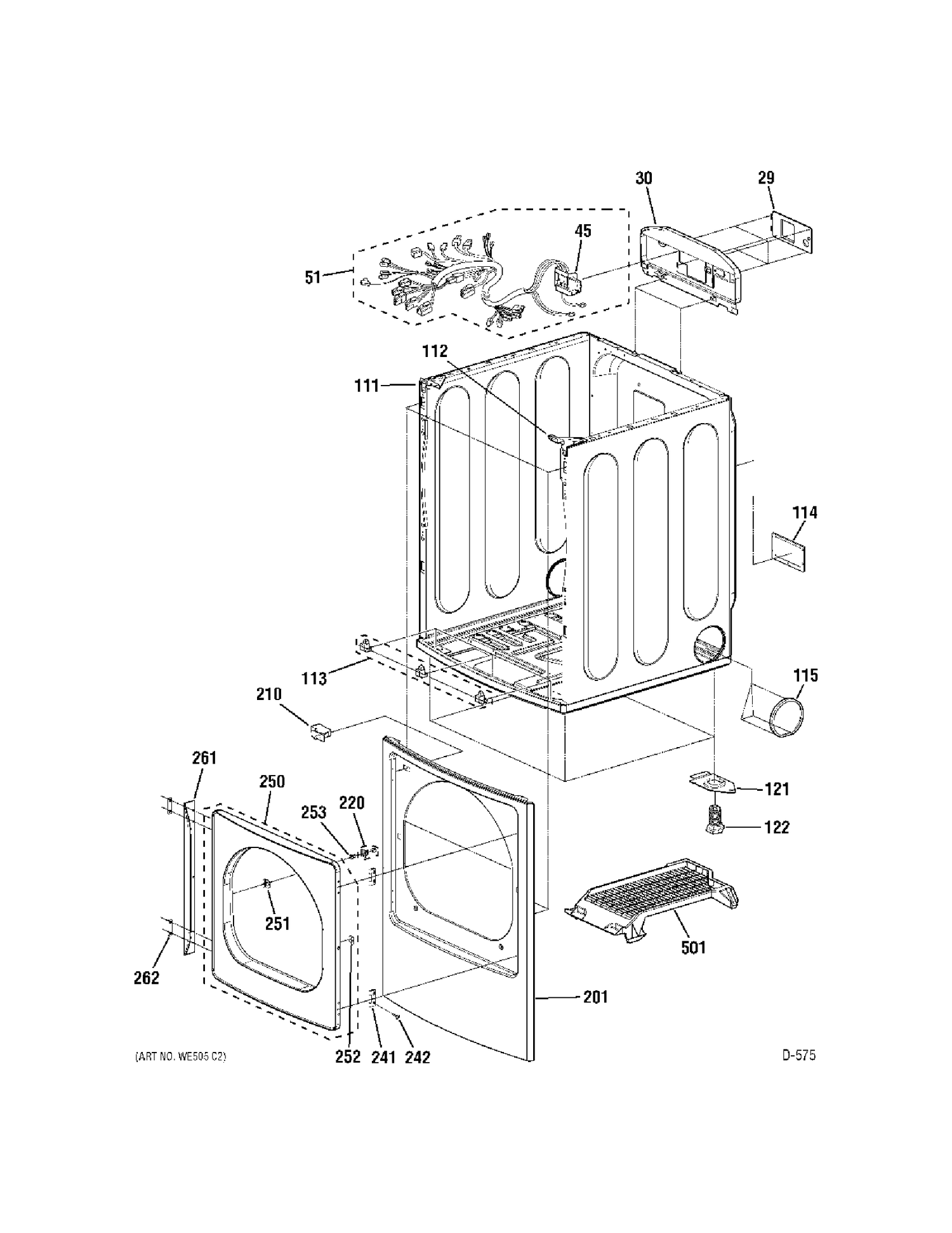 CABINET GROUP Diagram and Parts List for UPGT650EH0MG  General Electric Dryer