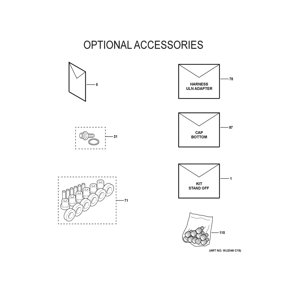 Optional Accessories Diagram and Parts List for NF80X040S3AR0  General Electric Furnace