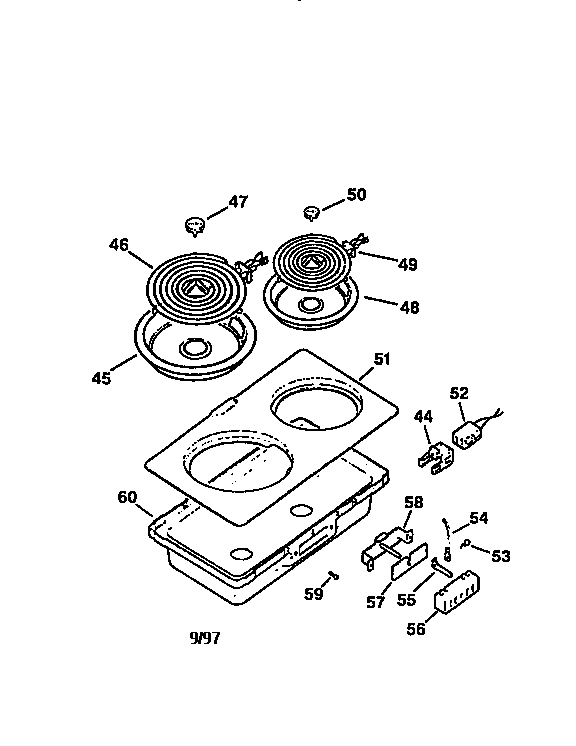 911.42045 Accessory Module Diagram and Parts List for 42045  General Electric Range