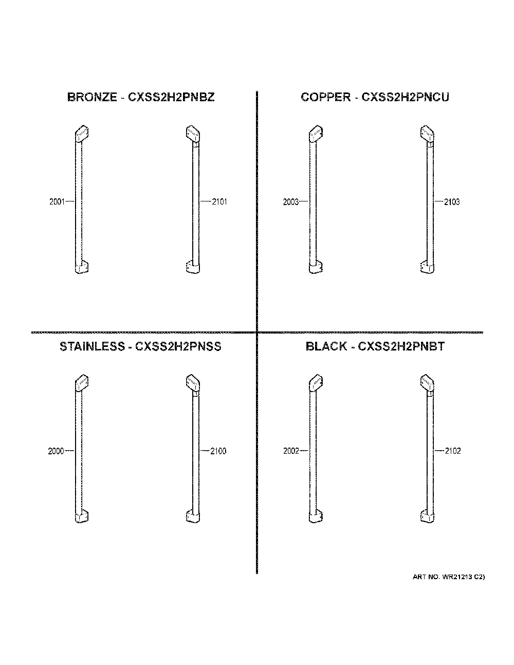 Cafe Customization Diagram and Parts List for CSB48YP2NKS1  General Electric Refrigerator