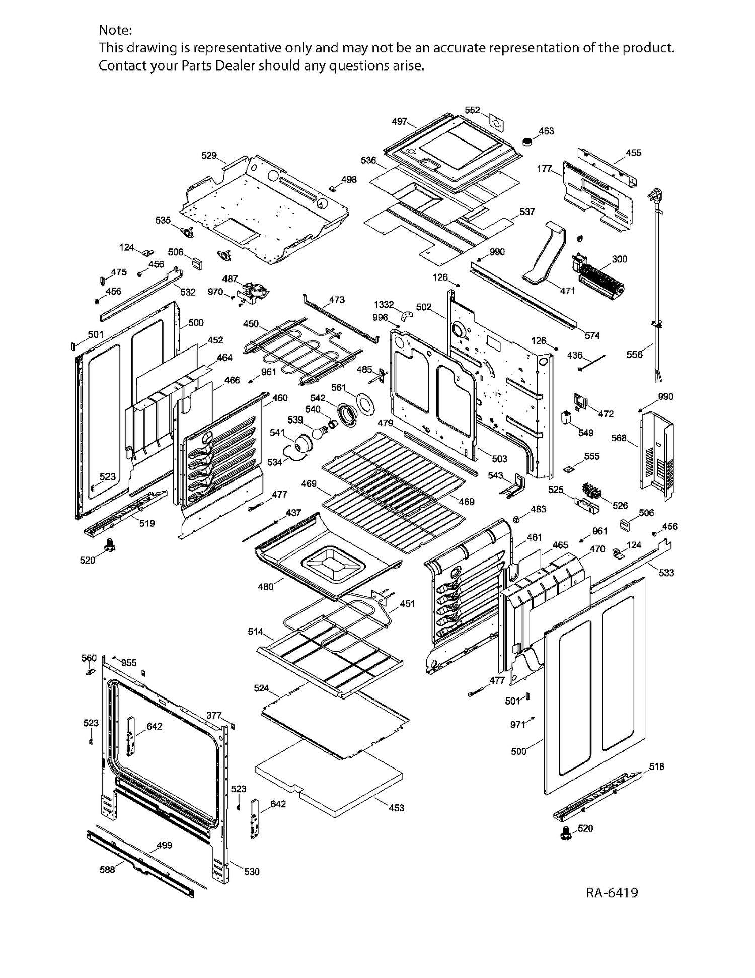 BODY PARTS Diagram and Parts List for JCS630DF2BB  General Electric Range