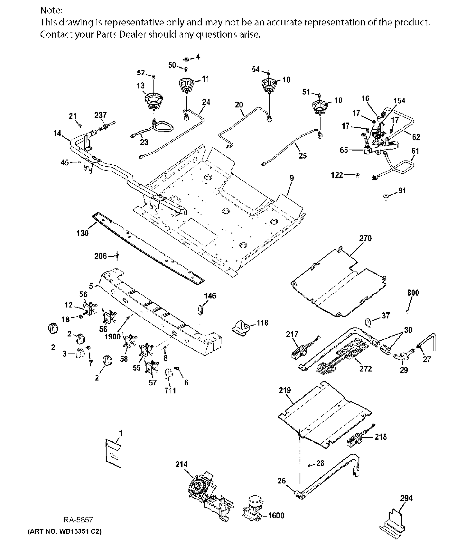 GAS & BURNER PARTS Diagram and Parts List for PCGB940DEF2BB  General Electric Range