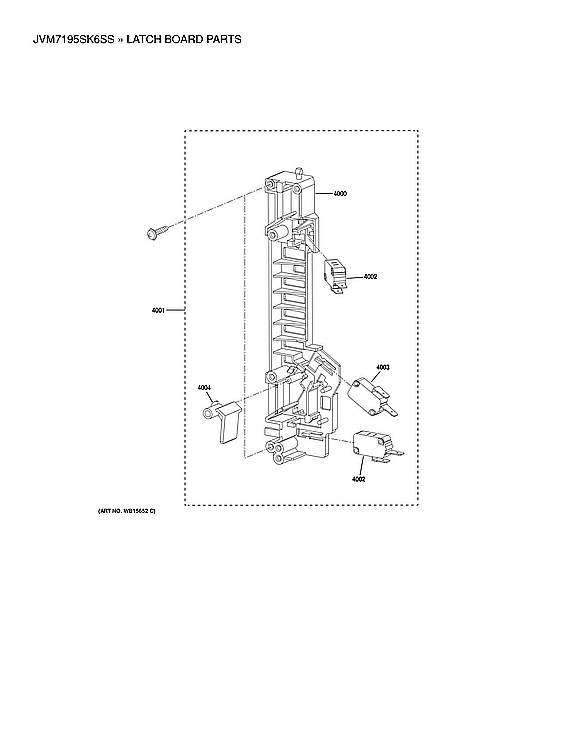 Latch Board Parts Diagram and Parts List for JVM7195SK6SS  General Electric Microwave