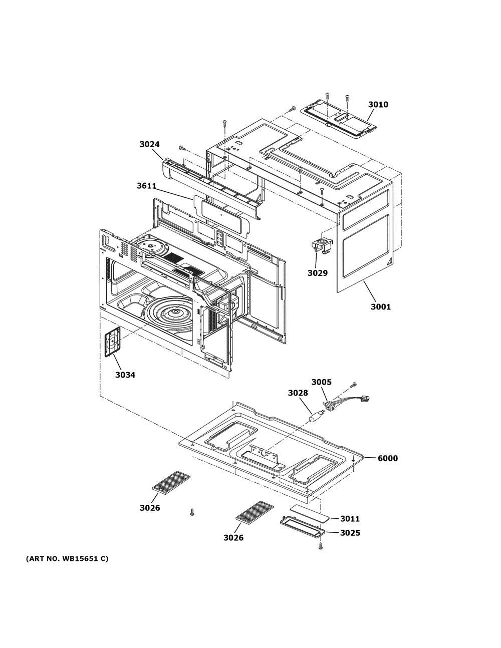 Oven Cavity Parts Diagram and Parts List for JVM7195FL6DS  General Electric Microwave