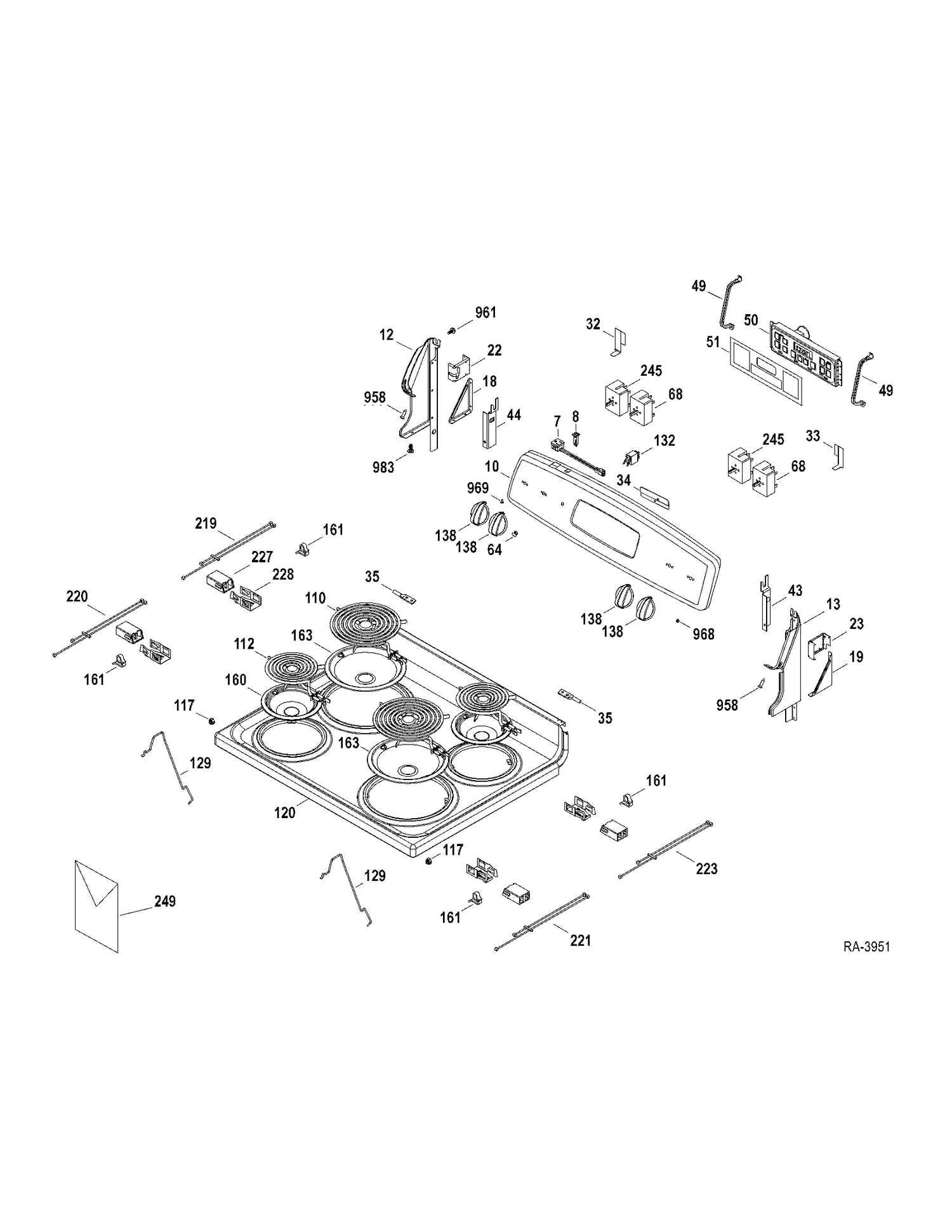 CONTROLS-COOKTOP Diagram and Parts List for JCBP35DP3BB  General Electric Range