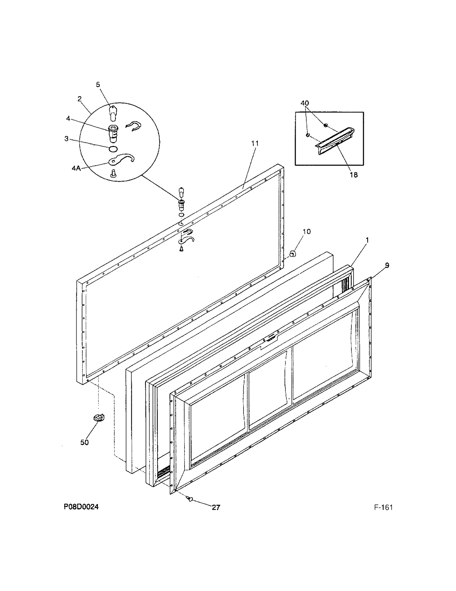 FREEZER DOOR Diagram and Parts List for 81560-2  General Electric Freezer