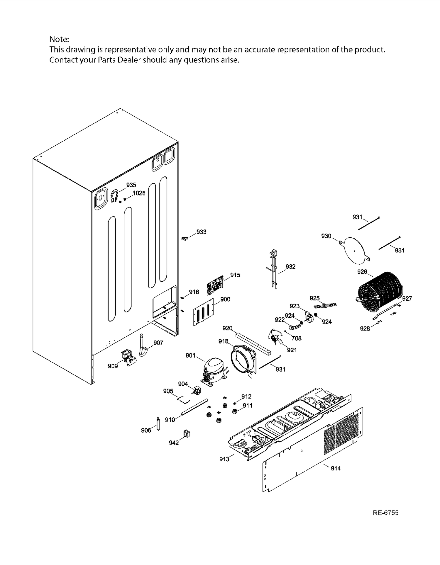 SEALED SYSTEM & MOTHERBOARD Diagram and Parts List for GSRL3KLXHFLB  General Electric Refrigerator