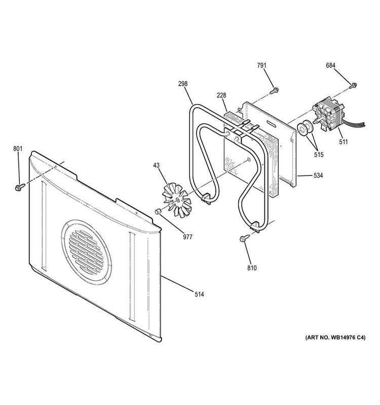 Convection Fan Diagram and Parts List for PHB920EJ1ES  General Electric Range