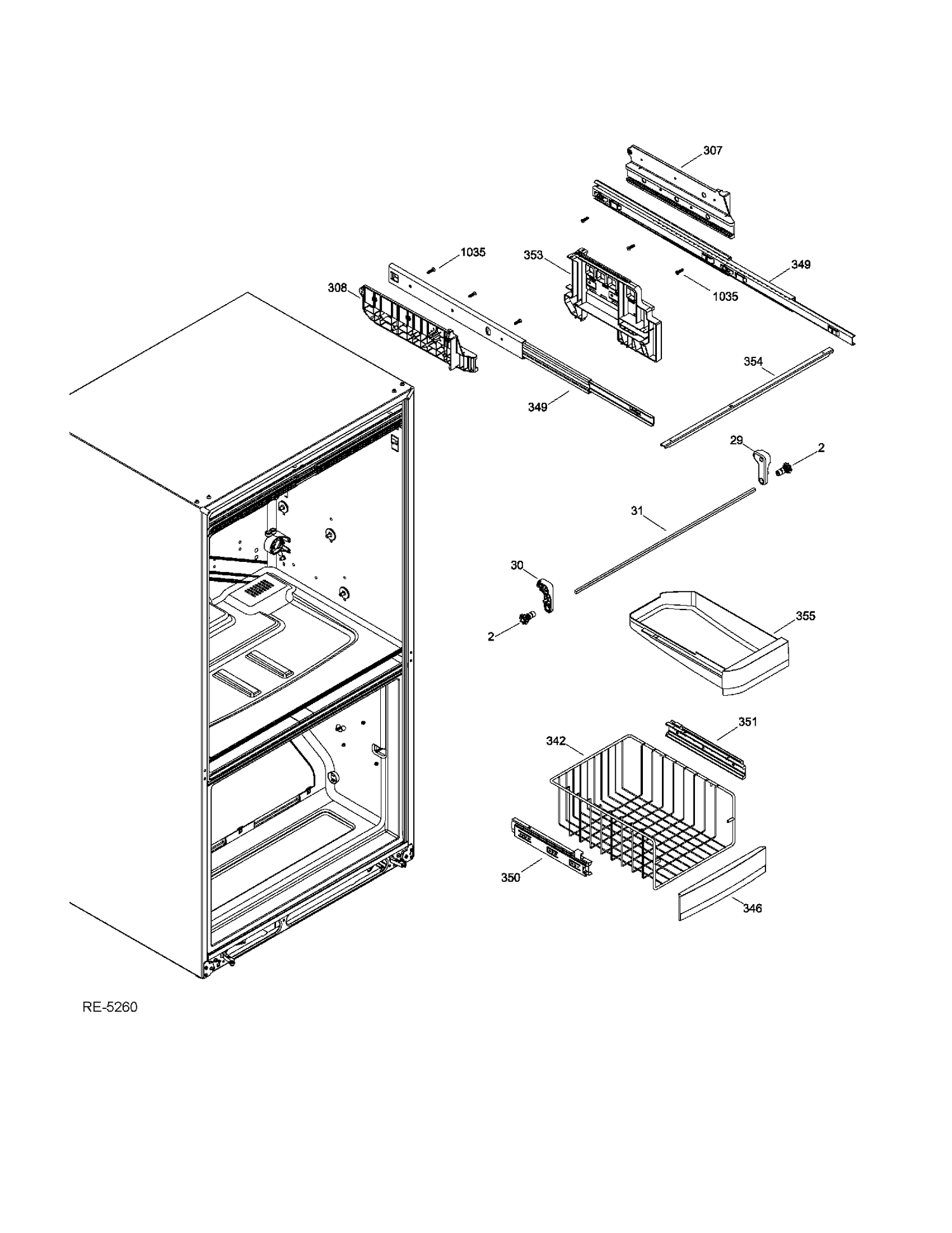 FZ BASKETS Diagram and Parts List for ADRF0MBZGRWW  General Electric Refrigerator