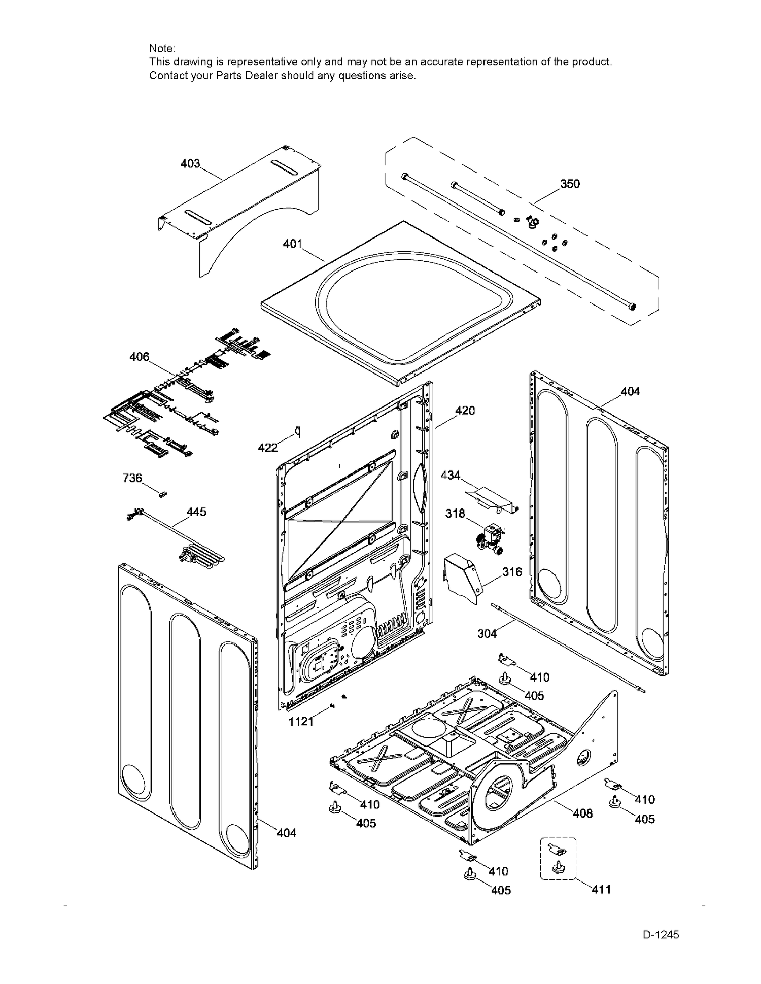 STRUCTURE Diagram and Parts List for GFD45ESMK0DG  General Electric Dryer