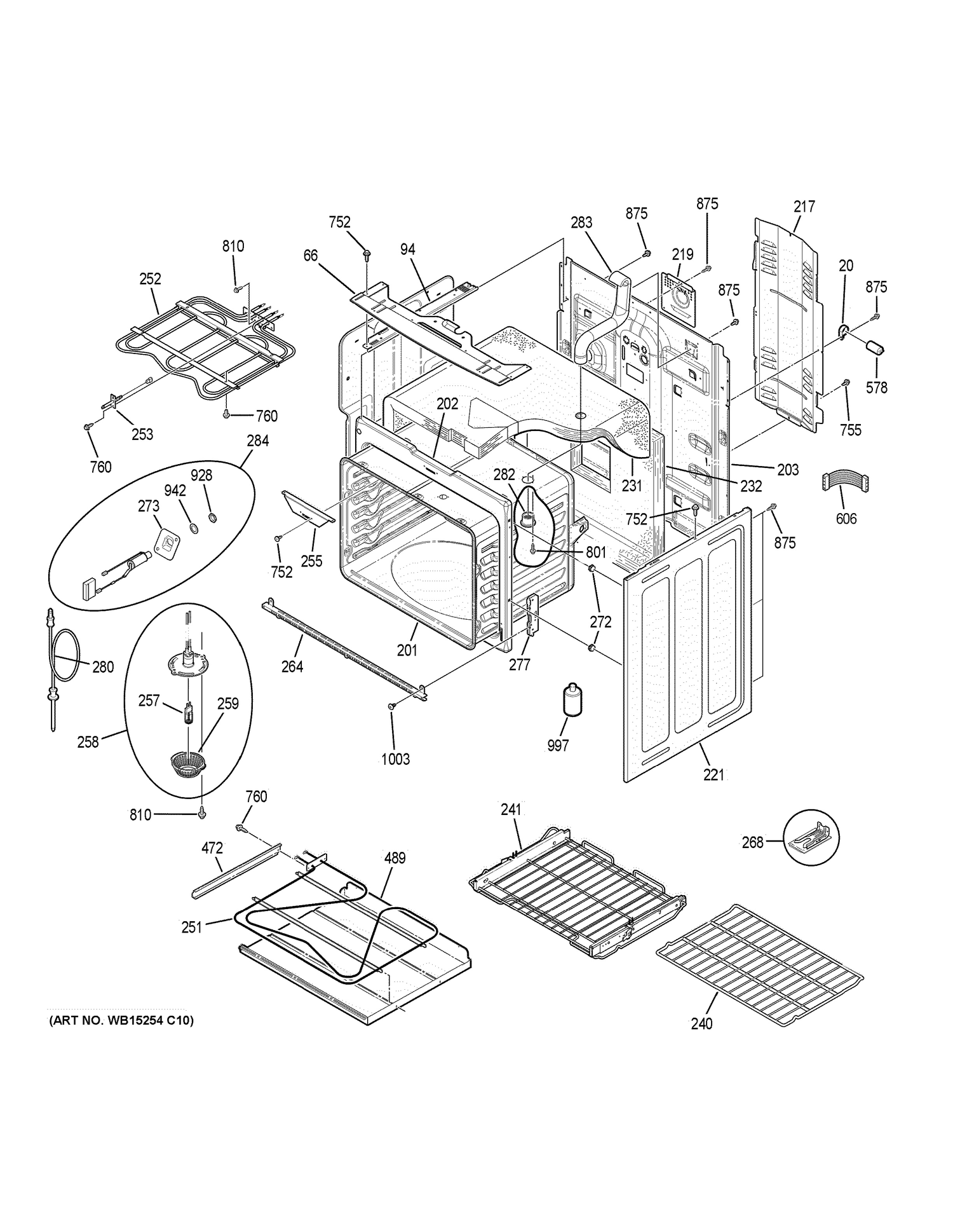 BODY PARTS Diagram and Parts List for PB930SJ4SS  General Electric Range