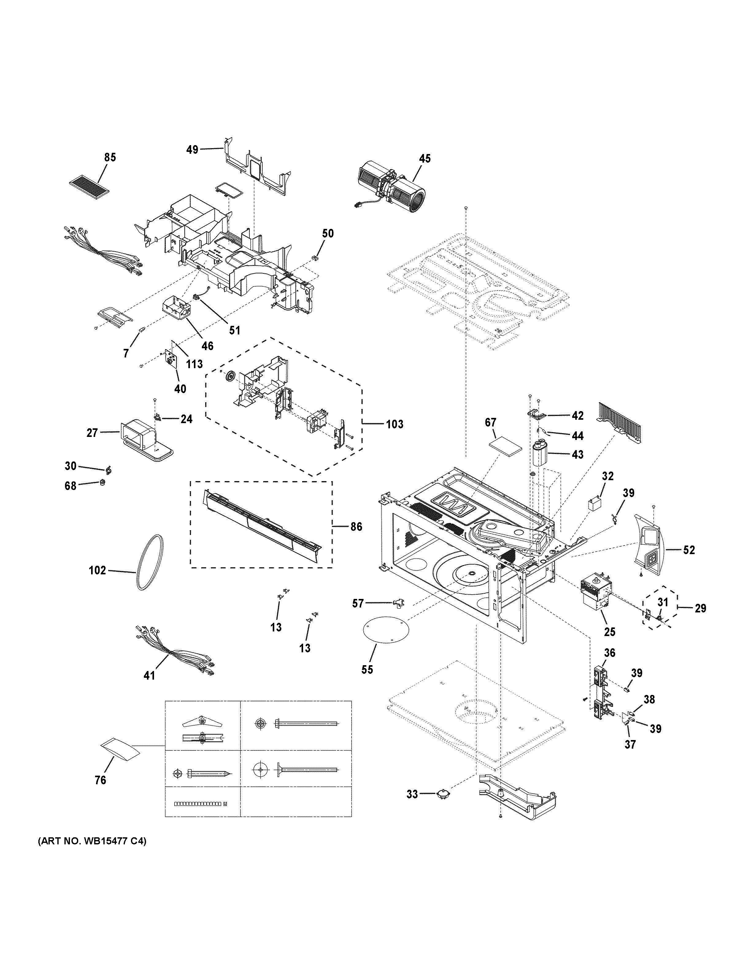 OVEN CAVITY PARTS 1 Diagram and Parts List for PVM9179FL1DS  General Electric Microwave