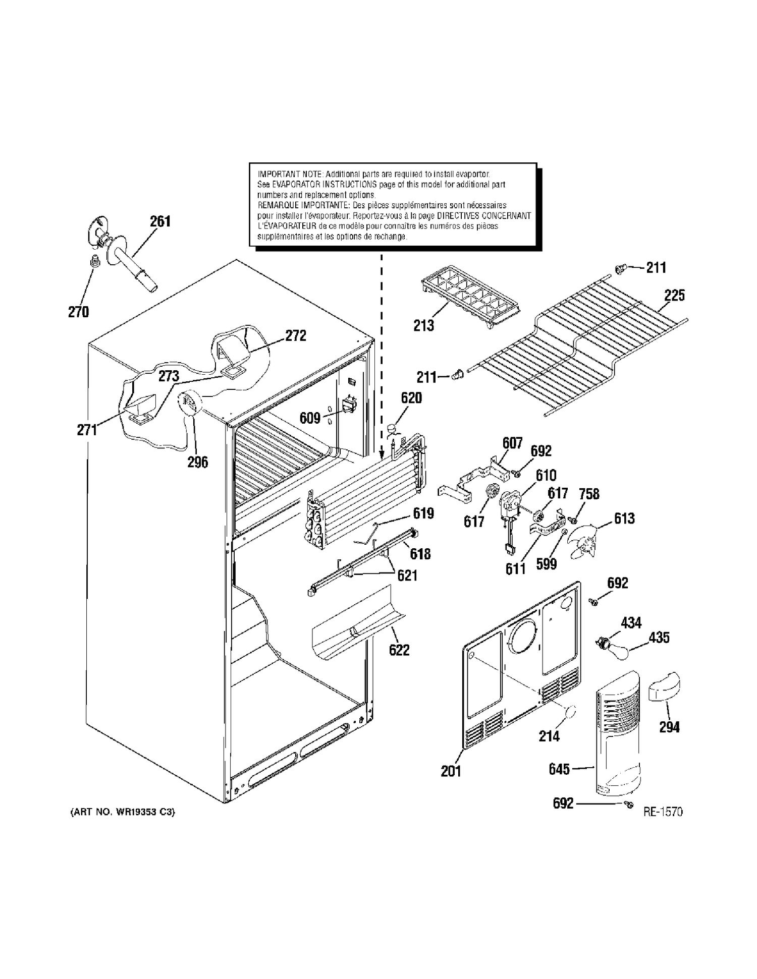 FZ SECTION Diagram and Parts List for 38187KBPARCC  General Electric Refrigerator