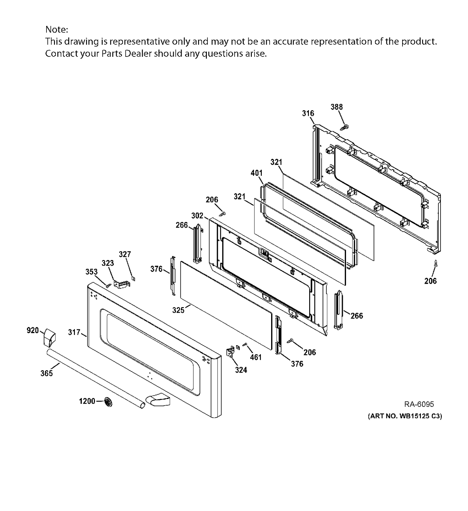UPPER DOOR Diagram and Parts List for CCGS990SET5SS  General Electric Range