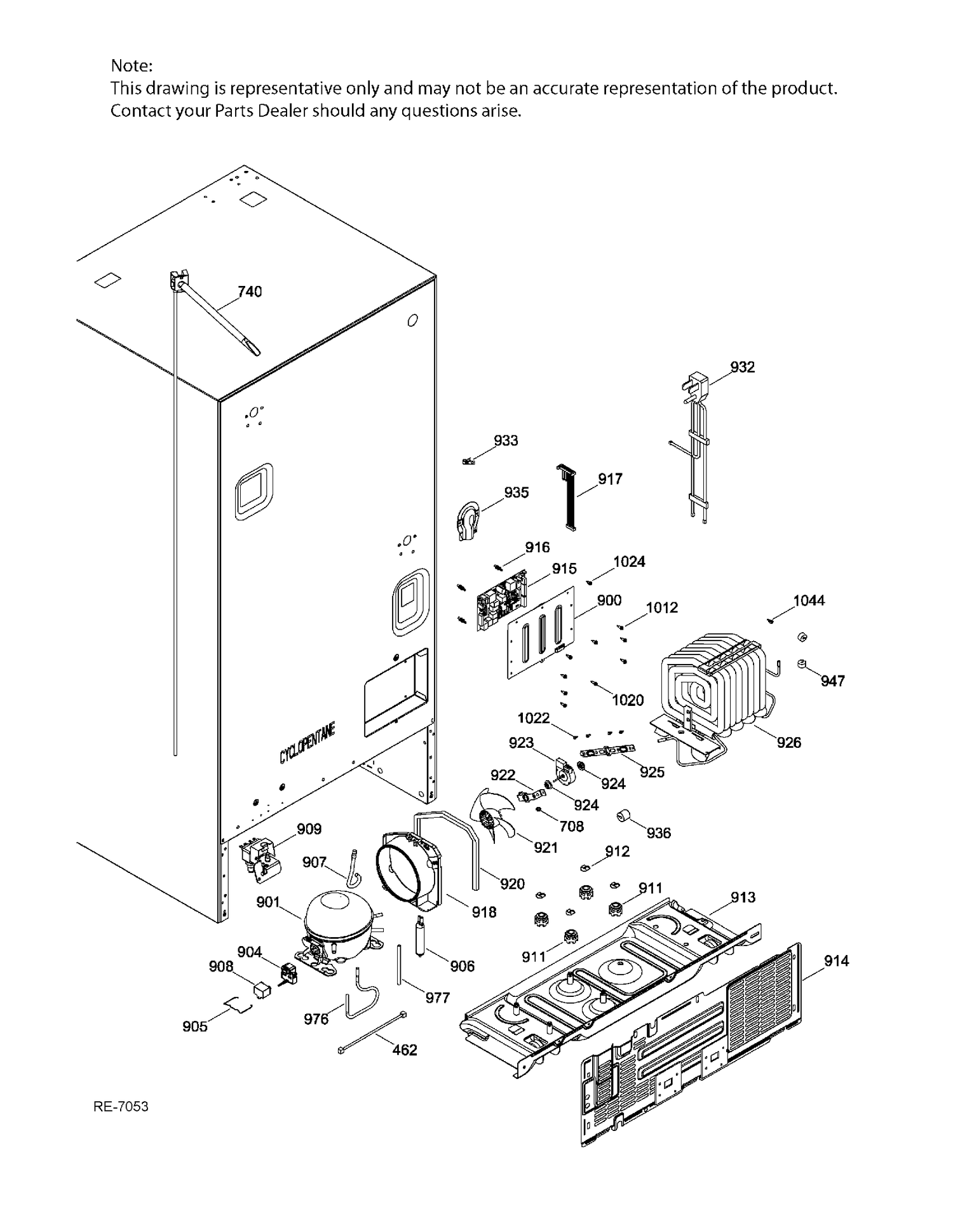 SEALED SYSTEM & MOTHERBOARD Diagram and Parts List for PNE21KGKBKBB  General Electric Refrigerator