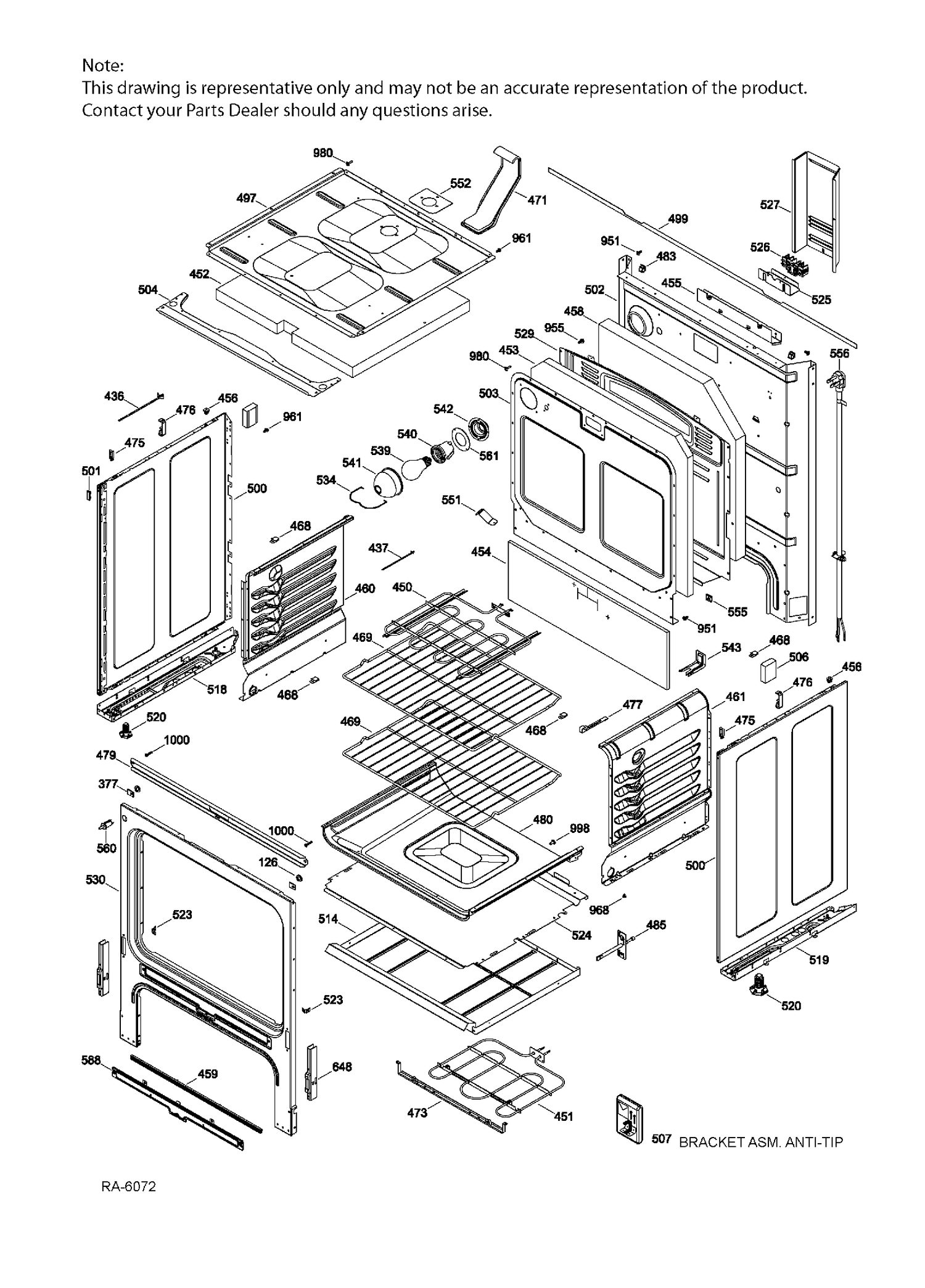 BODY PARTS Diagram and Parts List for JCBS660SJ1SS  General Electric Range