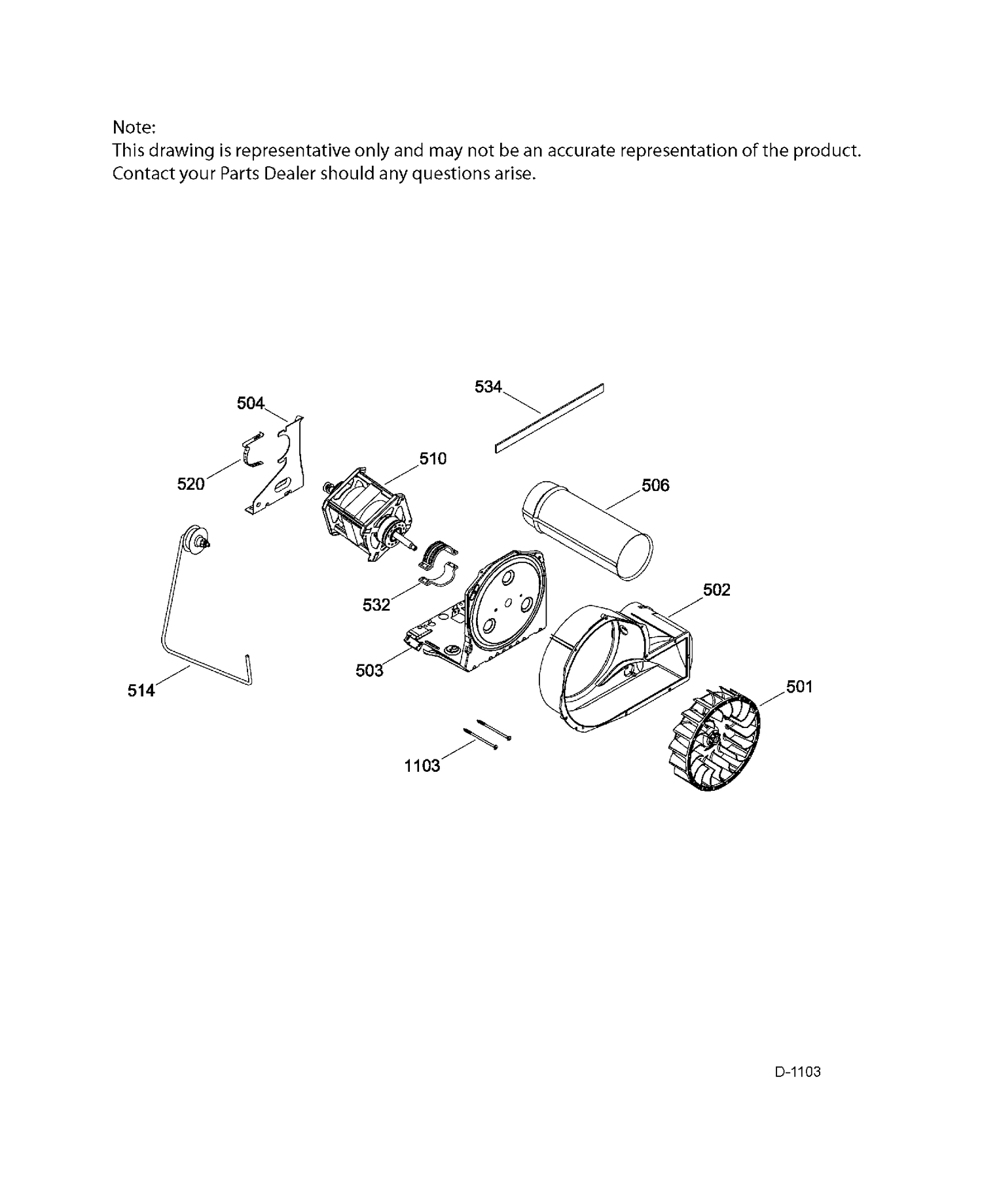 BLOWER & DRIVE ASM Diagram and Parts List for GFMN110ED2WW  General Electric Dryer